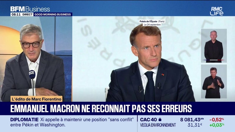 Emmanuel Macron ne reconnaît pas ses erreurs