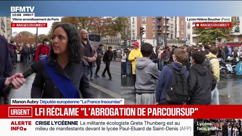 Mouvement lycéen: Manon Aubry, eurodéputée LFI, accuse le gouvernement d'avoir "supprimé 10.000 postes d'enseignants"