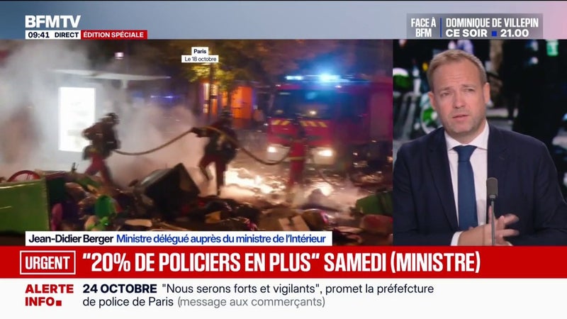 Dispositif des forces de l'ordre le 24 octobre: le ministère de l'Intérieur annonce "un niveau de mobilisation de 20% supérieur" par rapport au 17 octobre