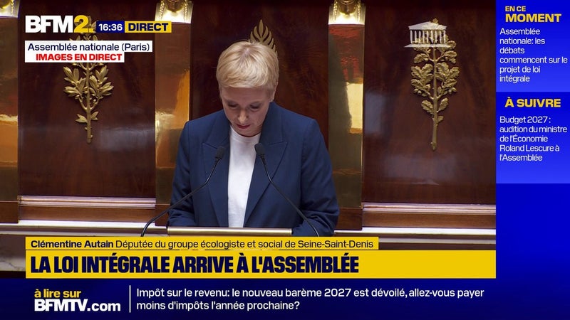 "J'avais 22 ans quand un inconnu m'a plaquée au mur, il m'a mis un couteau sous la gorge et m'a violée": Clémentine Autain ouvre les débats à l'Assemblée sur la loi intégrale