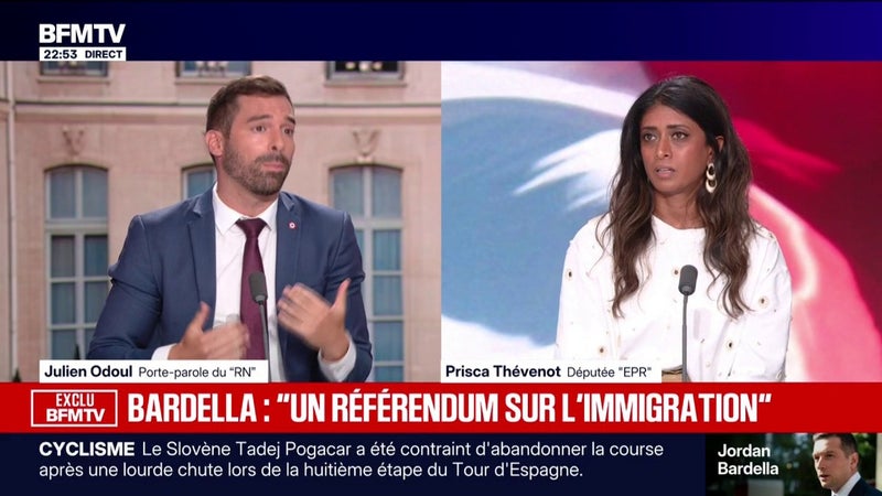 Référendum sur l'immigration proposé par le RN: "On votera sur un projet de loi", explique Julien Odoul, porte-parole du parti