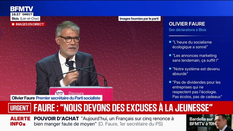 "L'impôt n'est pas une punition, l'impôt n'est pas un gros mot", déclare Olivier Faure, premier secrétaire du PS