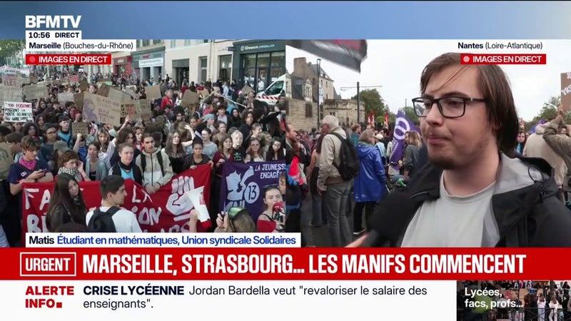 Colère étudiante : "Du côté des grosses entreprises, des capitalistes et des bourgeois, les poches, elles sont pleines", affirme Matis, étudiant en mathématiques et membre de l’union syndicale Solidaires.