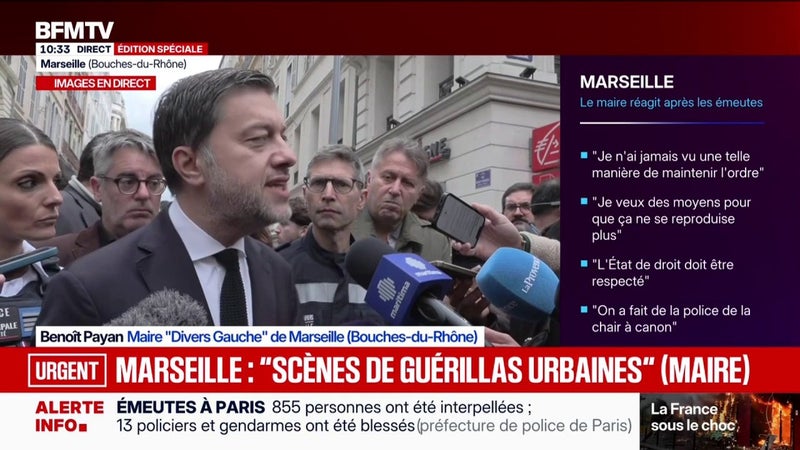 Manifestations du 17 octobre: "Je n'ai jamais vu une telle manière de maintenir de l'ordre", affirme Benoît Payan, maire de Marseille