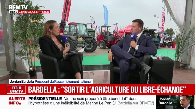 "Chaque année, on a droit à un plan de soutien à l'agriculture, censé régler le malaise dans le monde rural", déclare Jordan Bardella, président du RN