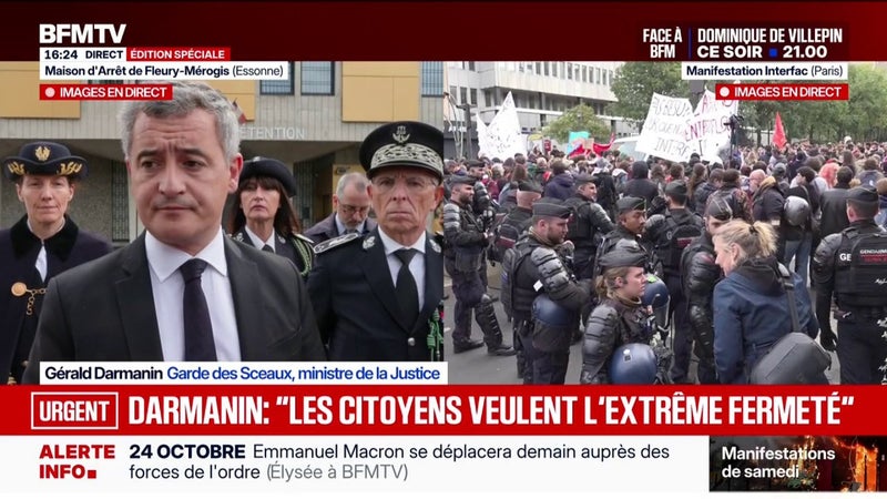 "Les Français attendent de nous de la justice et de l'extrême fermeté face aux casseurs", estime Gérald Darmanin, ministre de la Justice