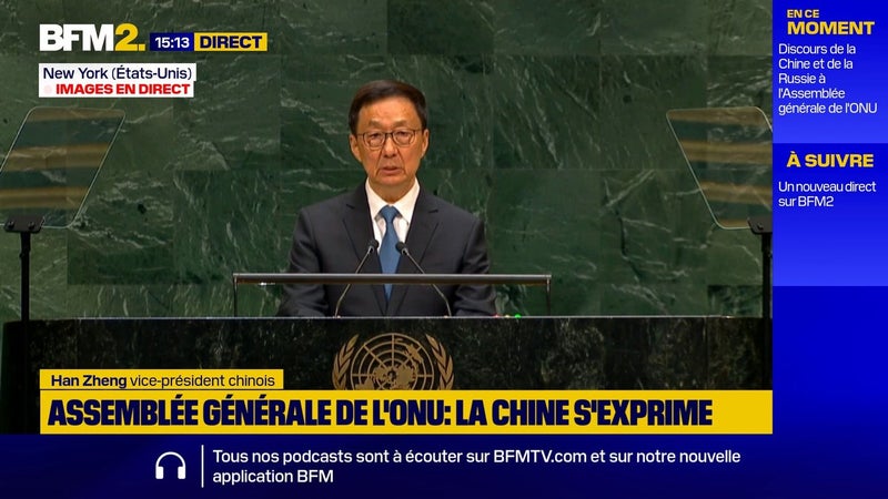 Assemblée générale de l'ONU: "La Chine continuera d'aspirer à la paix et au développement", déclare le vice-président chinois, Han Zheng