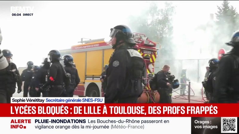 Lycées bloqués: des profs frappés lors des manifestations