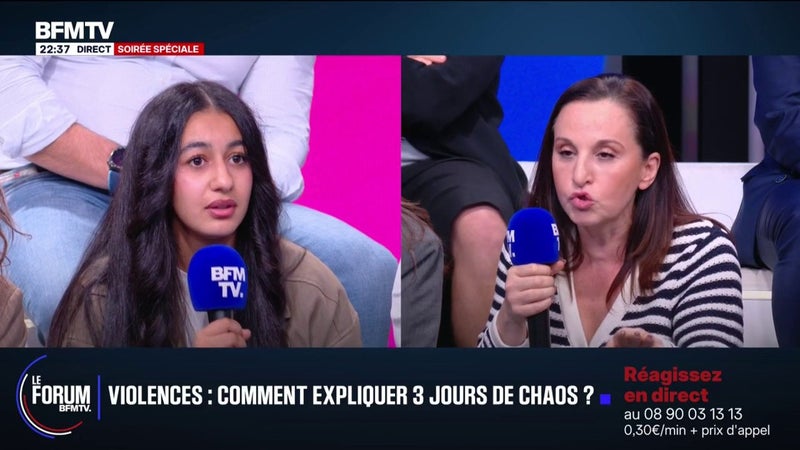 FORUM BFMTV - "L'empathie c'est bien gentil, mais ce n'est pas suffisant": échange entre Sofia Tizaoui, ancienne présidente de l’Union Syndicale Lycéenne, et Souad, gérante d'un bar-tabac à Marseille après les violences de ce 17 octobre