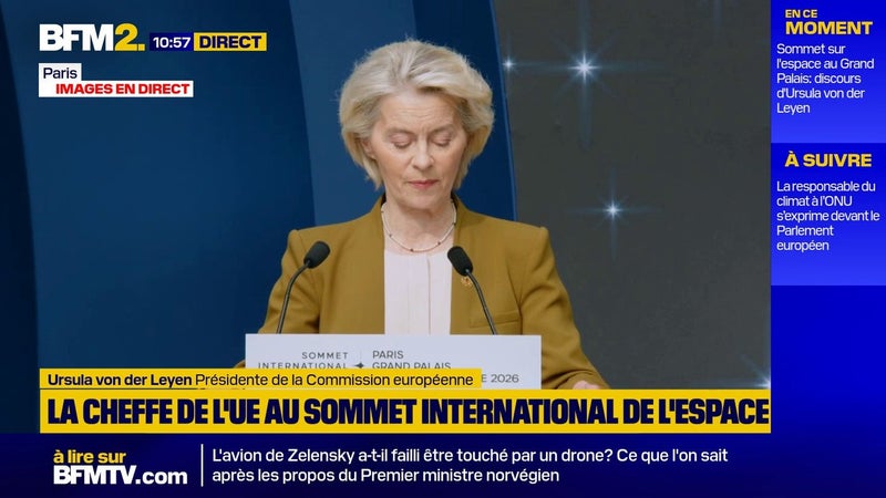 "L'espace est une zone essentielle pour notre sécurité", déclare la cheffe de l'UE Ursula von der Leyen