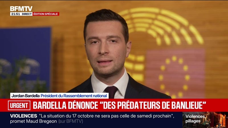 17 octobre: "Ceux qui ont tout cassé dans les commerces sont certainement instrumentalisés par LFI" affirme Jordan Bardella, président du Rassemblement national