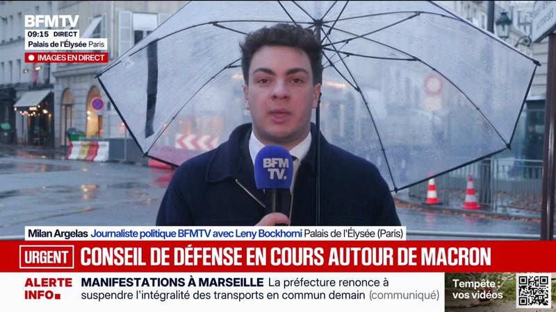 Manifestations du 24 octobre: un conseil de défense en cours autour d'Emmanuel Macron