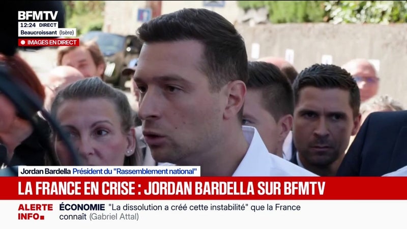 Économie française: "Un aveu d'échec et d'impuissance de la part du gouvernement", estime Jordan Bardella, président du Rassemblement national