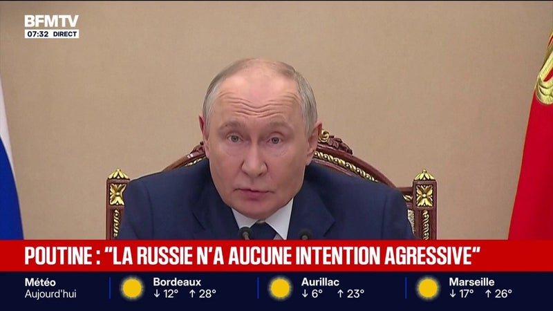Menace russe: "La Russie n'a aucune intention agressive envers les pays européens", assure Vladimir Poutine