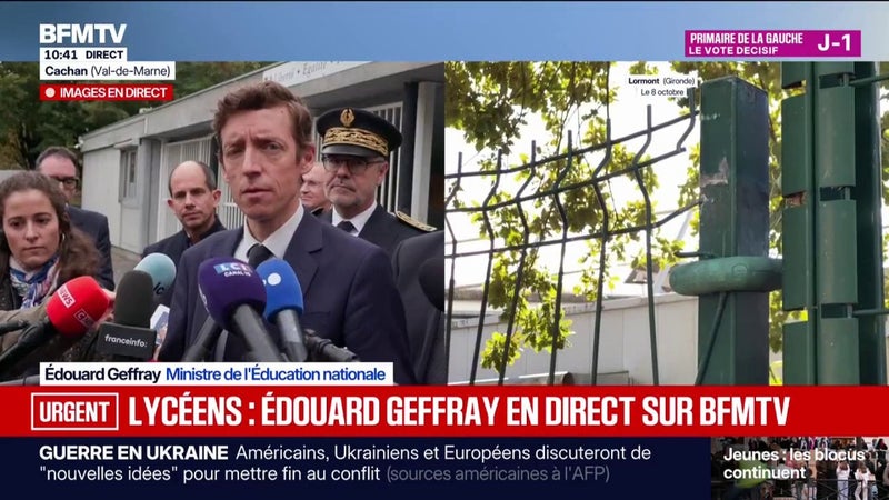 Lycées saccagés: le ministre de l'Éducation nationale dénonce des "violences inqualifiables" contre les personnels à Cachan et Lormont