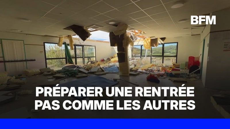 Complètement détruite par la tornade, l'école de Pomas dans l'Aude organise la rentrée scolaire malgré tout
