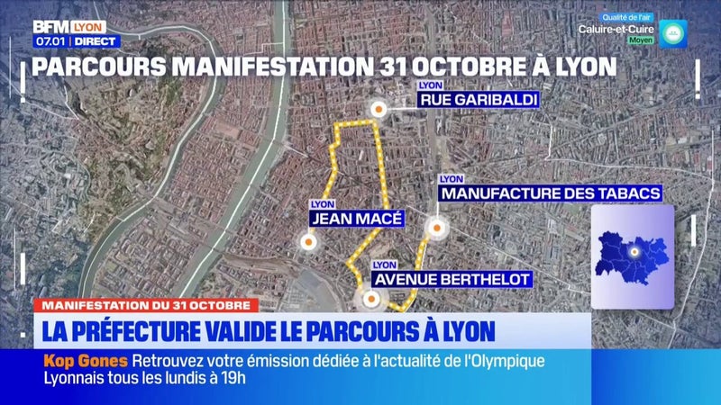Manifestation du 31 octobre à Lyon : la Préfecture valide le parcours