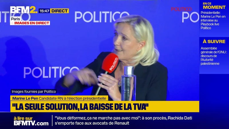Marine le Pen veut le budget "le moins imparfait possible pour pouvoir le changer" si elle est élue