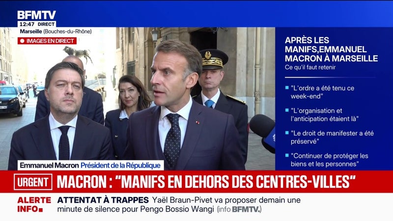 "À Marseille, comme ailleurs, il n'y avait pas assez de forces (de l'ordre) le 17 octobre", concède Emmanuel Macron