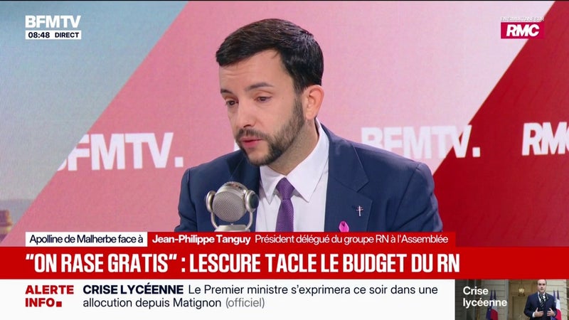 Budget: "On n'accepte plus de financer un certain nombre de programmes européens", déclare Jean-Philippe Tanguy (RN)