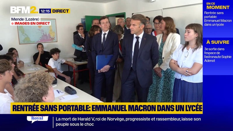 Emmanuel Macron face à des lycéens: "Dans l'enceinte du lycée, ce n'est pas bon d'avoir son téléphone"