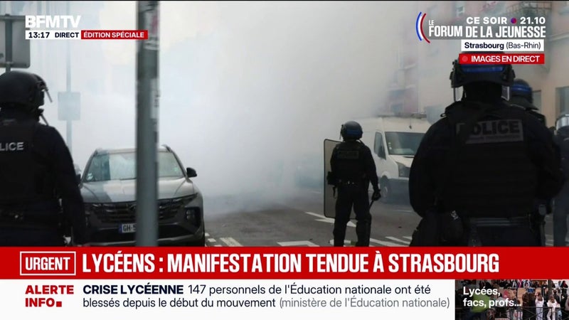 Mobilisation lycéenne: quelques affrontements entre policiers et manifestants à Strasbourg