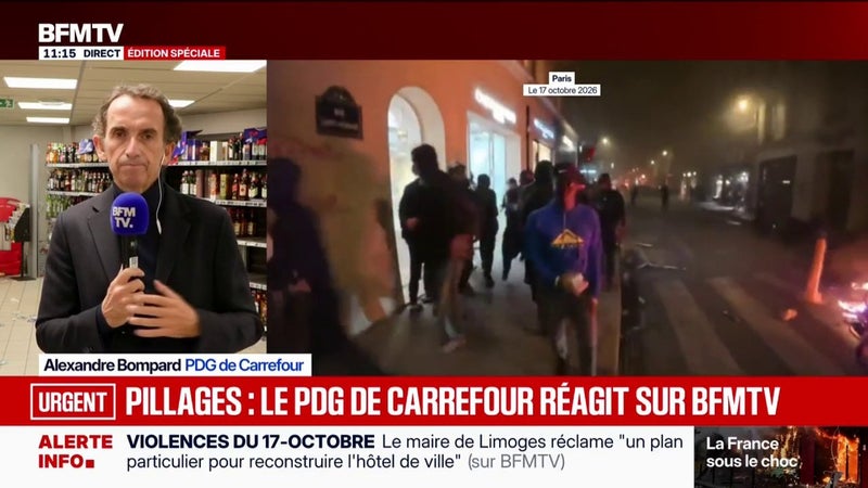 Manifestation du 17 octobre: Alexandre Bompard, PDG de Carrefour annonce une "vingtaine de magasins pillés et saccagés"