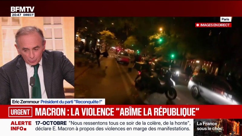 Prise de parole d'Emmanuel Macron: "Les Français se demandent qu'est-ce qu'il se passe dans la tête de Monsieur Macron", déclare Éric Zemmour, président du parti Reconquête