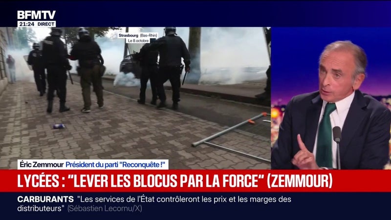 Mobilisation lycéenne: "Moi je pense qu'il n'y a pas de violences policières, c'est un oxymore", déclare Éric Zemmour, président du parti Reconquête