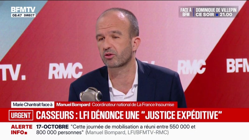 Question de l’interdiction de LFI: Manuel Bompard, coordinateur national de La France Insoumise, dénonce “des mesures grotesques absolument contraires à tous les principes de l’État de droit”