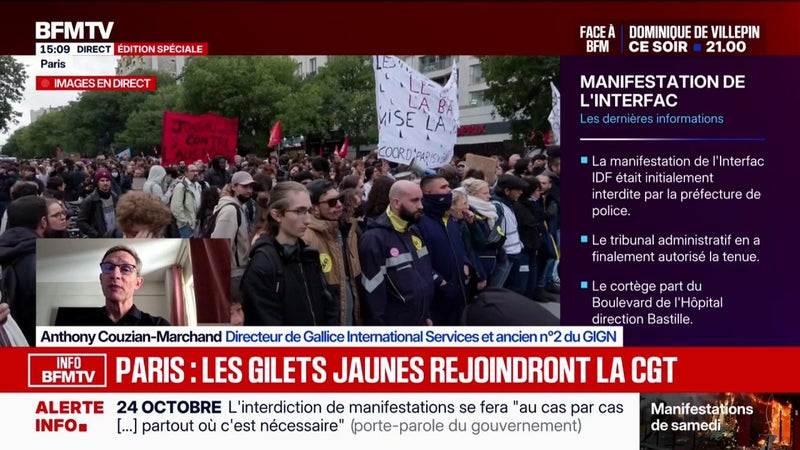Manifestation étudiante ce jeudi à Paris: "un principal cortège", et pas de "dissémination" des manifestants est un "point positif", juge Anthony Couzian-Marchand, ancien n°2 du GIGN