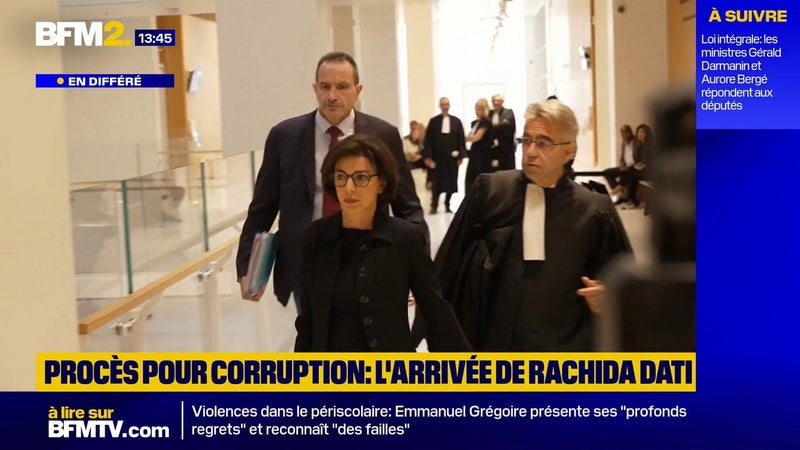 Procès pour corruption: l'arrivée de Rachida Dati au tribunal