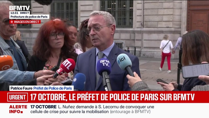 Mobilisation du 17 octobre: "Pour le moment, nous n'avons pas un accord global sur un cortège, un itinéraire", déclare Patrice Faure, préfet de police de Paris
