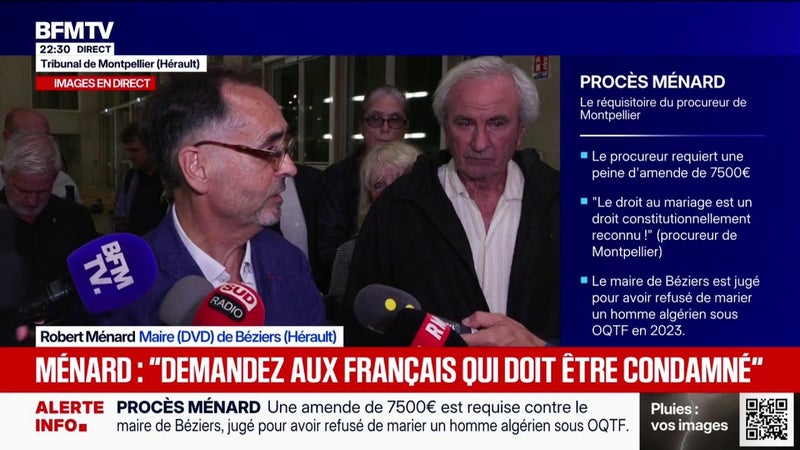 "La loi devrait changer", estime Robert Ménard, maire de Béziers, à la sortie de son procès