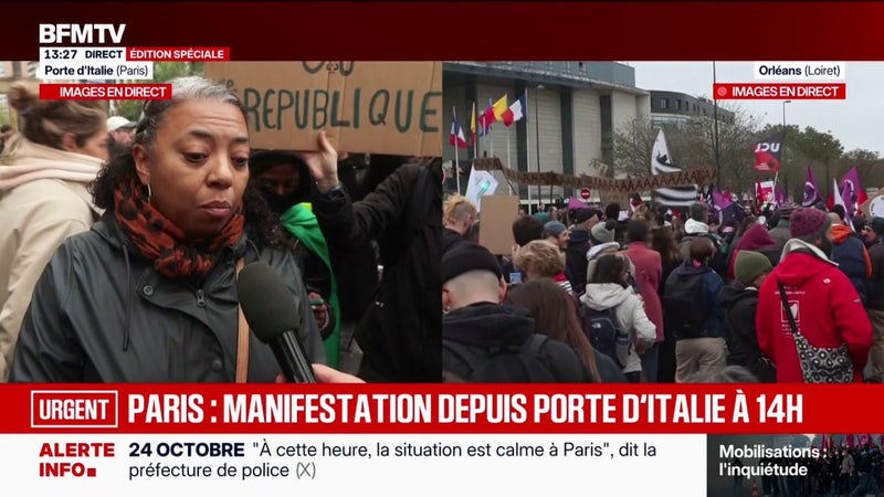 24 octobre: "C'est important de soutenir les lycéens, de les protéger parce qu'ils ont été violentés, on ne les a pas écoutés", explique une mère accompagnant sa fille à la manifestation parisienne