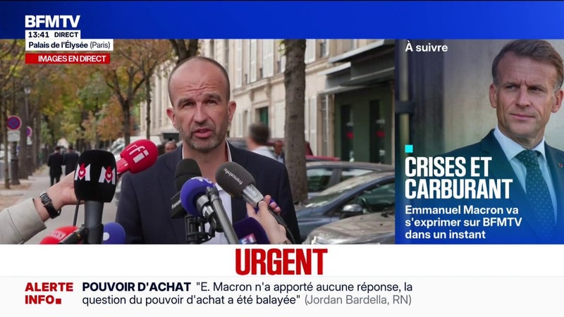 Réunion à l'Élysée: "Je n'ai pas entendu de nouvelles mesures pour faire face à cet état d'urgence sociale", déplore Manuel Bompard, coordinateur national de La France insoumise