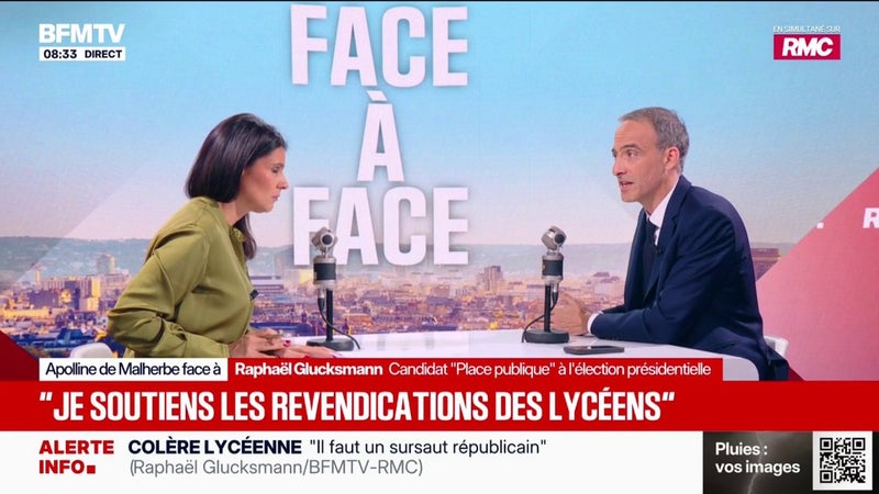 Blocage des lycées: "Il faut aussi condamner la violence des forces de l'ordre", déclare Raphaël Glucksmann