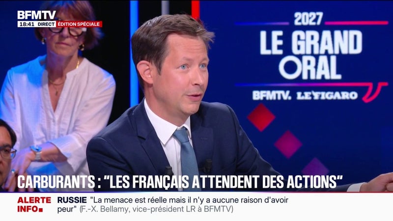 Carburants: "La première chose à faire c'est de suspendre les Certificats d'économie d'énergie", déclare François-Xavier Bellamy, vice-président des Républicains