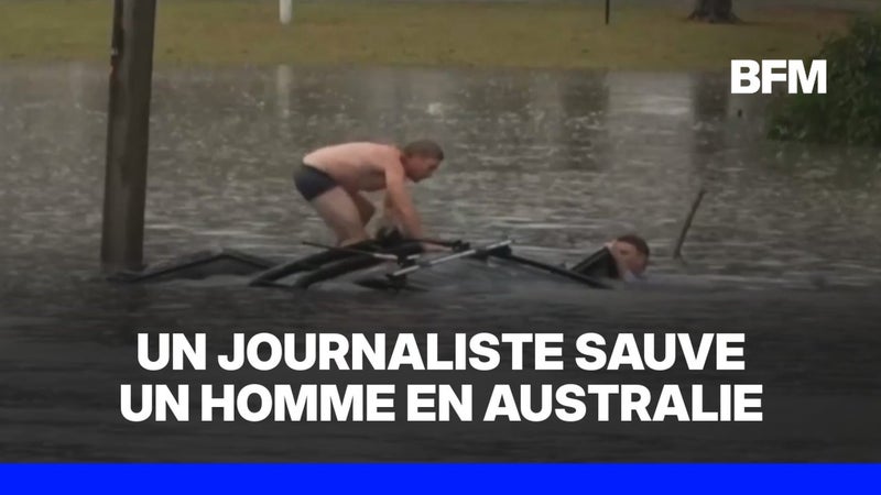 Inondations en Australie: un journaliste australien sauve un homme piégé dans une voiture