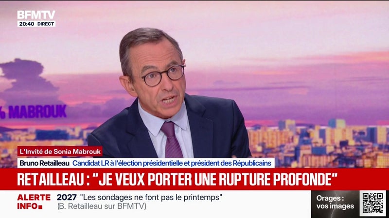 "Je pense que 2027, c'est l'élection de la dernière chance" pour la France, déclare Bruno Retailleau, candidat LR à l'élection présidentielle