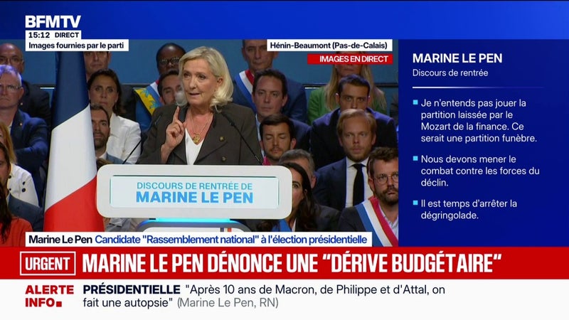 Marine Le Pen, candidate "Rassemblement national" à la présidentielle: "Avec nous, les Français (...) seront prioritaires chez eux"