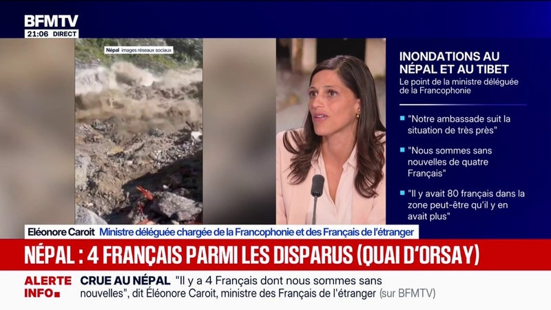 Crue au Népal: "La France se tient à disposition des autorités népalaises", déclare Éléonore Caroit, ministre déléguée chargée de la Francophonie