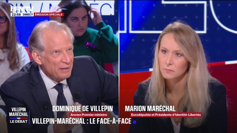 "Le RN souffle sur les braises" du 17 octobre, affirme Dominique de Villepin, ancien Premier ministre, face à Marion Maréchal