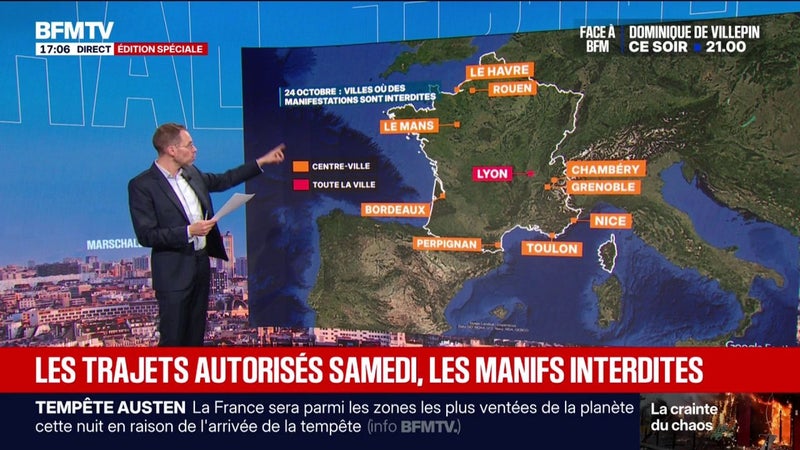 LES ÉCLAIREURS - 24 octobre: le détail des interdictions de manifester