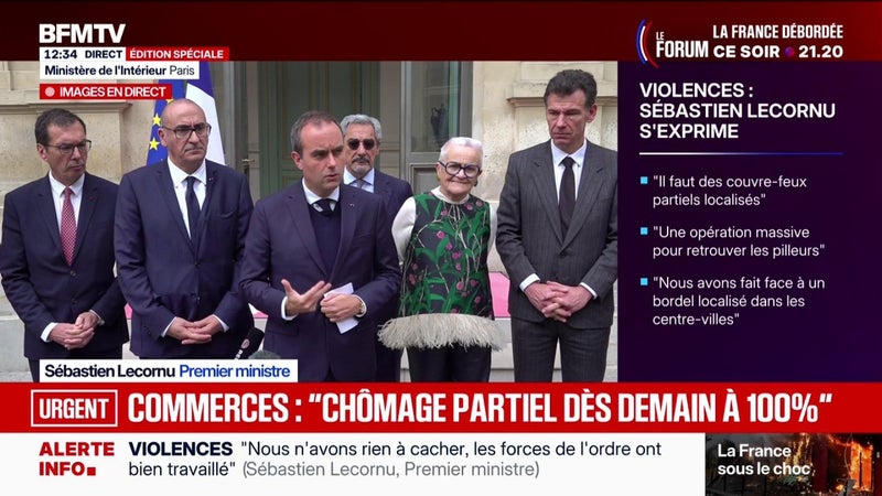 Violences et pillages: "Une opération judiciaire massive démarre", annonce Sébastien Lecornu