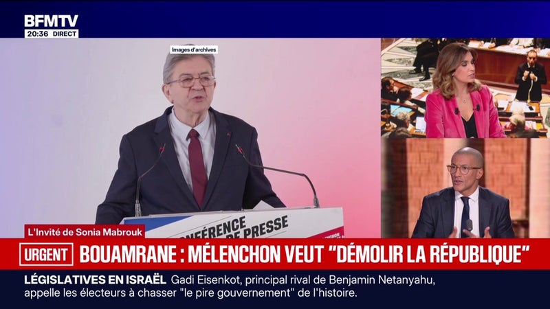 Karim Bouamrane, candidat à la présidentielle, met "absolument sur le même plan" Jean-Luc Mélenchon et Marine Le Pen, "bien qu'ils n'aient pas la même matrice idéologique"