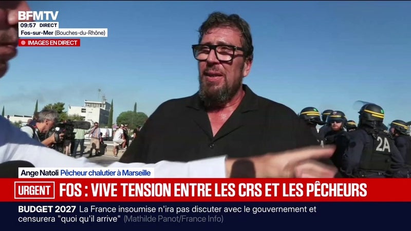Dépot pétrolier bloqué à Fos-sur-Mer: "Il n'y a que des pères de famille ici, personne ne va s'en prendre aux forces de l'ordre", explique Ange Natoli, pêcheur à Marseille