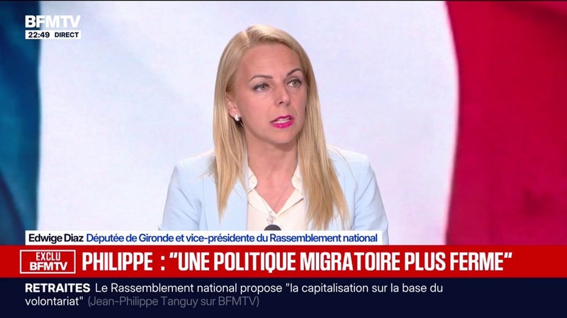 "Avec Marine Le Pen et Jordan Bardella, nous allons faire campagne avec les qualités qui nous caractérisent", déclare Edwige Diaz, vice-présidente du Rassemblement national