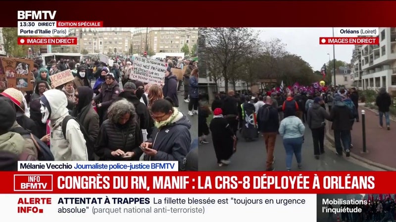 Manifestation contre la tenue d'un congrès du RN: la CRS-8, spécialisée dans le maintien de l'ordre, déployée à Orléans