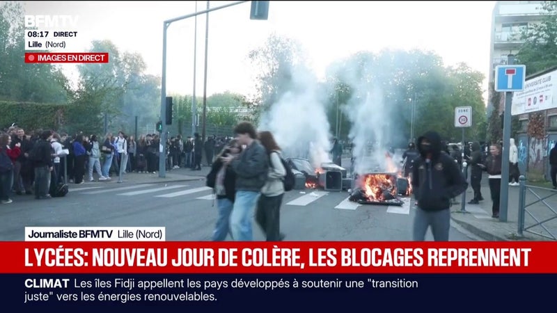 Colère dans les lycées: à Lille, le blocus se poursuit et une manifestation devant la Région est prévue